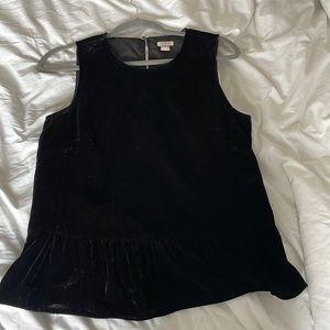 J. Crew Black Velvet Peplum top